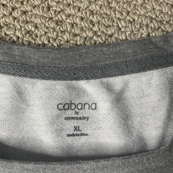Cabana By Crown & Ivy Womens T-Shirt Size XL Gray Striped Baby Terry Pullover‎ - Picture 11 of 13